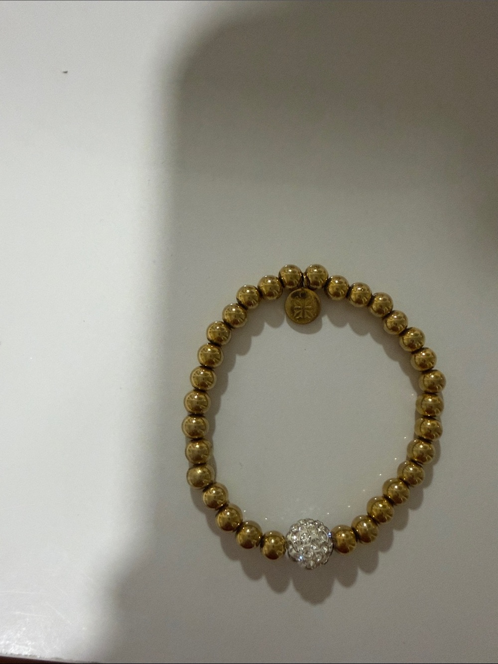 Kendra Scott Gold Beaded Stretch Bracelet with Pave Crystal Accent